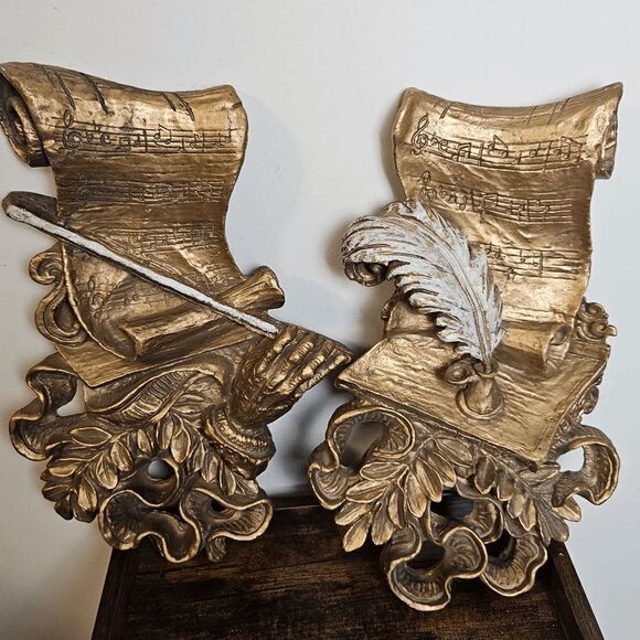 No Brand Other - Unique pair of 60s Universal Statuary large musician and composer wall decor fea